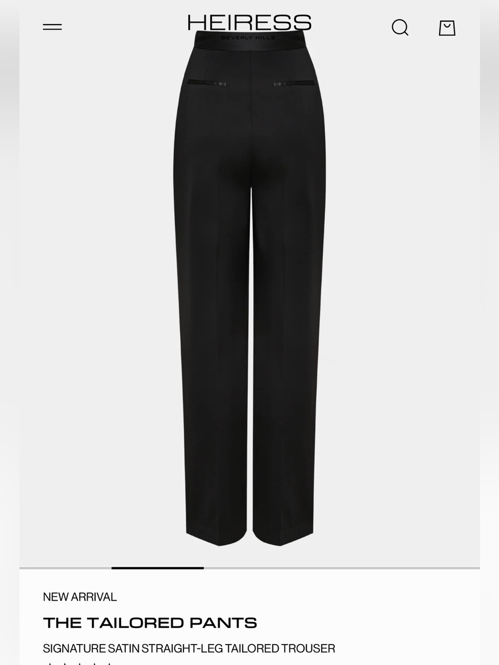 NWT Heiress Beverly Hills Satin Tailored Black Trousers